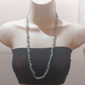 Mix Of Green Flourite And Green Acrylic Single Strand Bead Necklace